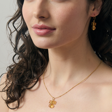 Citrine Gold Parcel Earrings and pendant on gold chain for 13th Wedding Anniversary As Worn | Lily Gardner London  