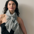 Grey Sequin Floral Wool Scarf