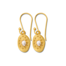 3rd wedding anniversary pearl gold artisan earrings | Lily Gardner London