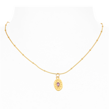 6th wedding anniversary amethyst and gold pendant necklace artisan look | Lily Gardner London				


