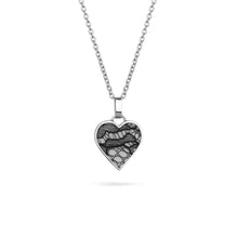 Black Lace on  Blue Silk Silver Heart Pendant Necklace for 8th Wedding Anniversary | Lily Gardner London