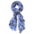 blue cashmere scarf with black jungle flower pattern scrunched | Lily Gardner London