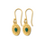 May Birthstone Emerald Gold Artisan Earrings