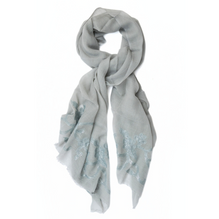 Grey Sequin Floral Wool Scarf