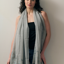 Grey Sequin Floral Wool Scarf
