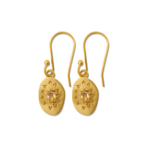 November birthstone citrine gold artisan earrings | Lily Gardner London