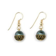 June Birthstone Filigree Crystal Pearl Earrings Blue | Lily Gardner London
