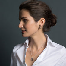 13th wedding anniversary lace square pendant on chain as worn | Lily Gardner London