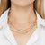 1st Wedding Anniversary Aqua Semi Precious Stone Long Gold Necklace as Worn | Lily Gardner London