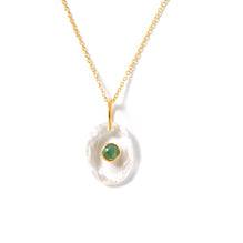 1st Wedding Anniversary Emerald Crystal Pendant with Gold Chain | Lily Gardner London 