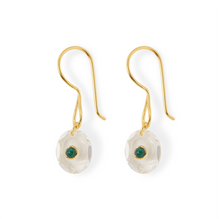 1st Wedding Anniversary May  Birthstone Crystal and Emerald Earrings with Gold Ear-Wires |Lily Gardner London