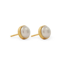 1st Wedding Anniversary Pearl Gold Stud Earrings | Lily Gardner London