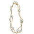 1st Wedding Anniversary Aqua Semi Precious Stone Long Gold Necklace