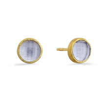 50th Wedding Anniversary Blue Iolite & Gold Semi-Precious Stud Earrings | Lily Gardner