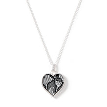 Black Lace on  Silver Heart Pendant Necklace for 8th Wedding Anniversary | Lily Gardner London