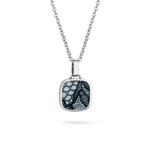 black lace on blue in square silver pendant necklace | Lily Gardner London