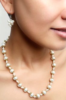 June Birthstone Crystal Pearl & Filigree Short Necklace As Worn | Lily Gardner