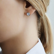 50th Wedding Anniversary Blue Iolite & Gold Semi-Precious Stud Earrings As Worn | Lily Gardner