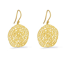 50th Wedding Anniversary Large Round Matt Gold Filigree Earrings | Lily Gardner London