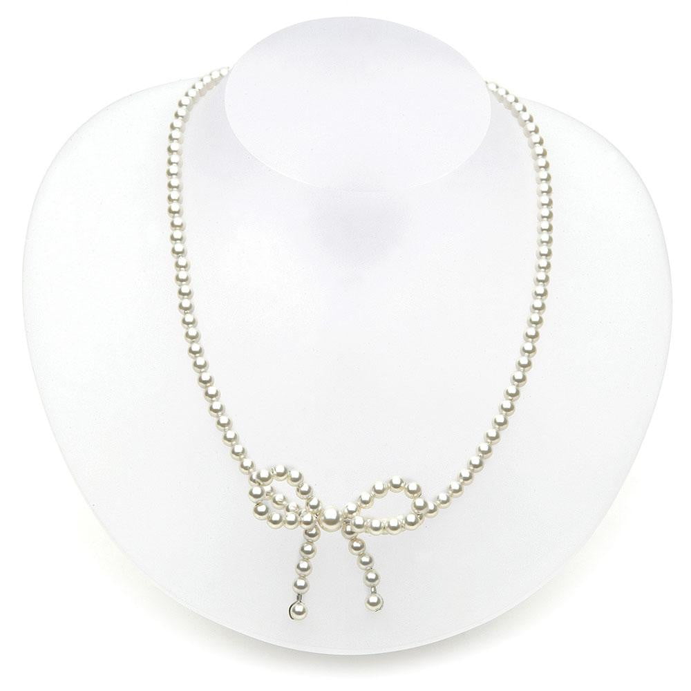 June Birthstone Gift Pearl Bow Necklace