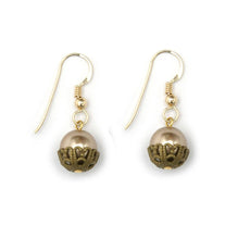 June Birthstone Filigree Crystal Pearl Earrings Bronze | Lily Gardner London