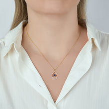 Sapphire Pendant with Gold Chain As Worn | Lily Gardner London