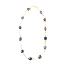 50th Wedding Anniversary Tanzanite Stone & Long Gold Necklace | Lily Gardner London